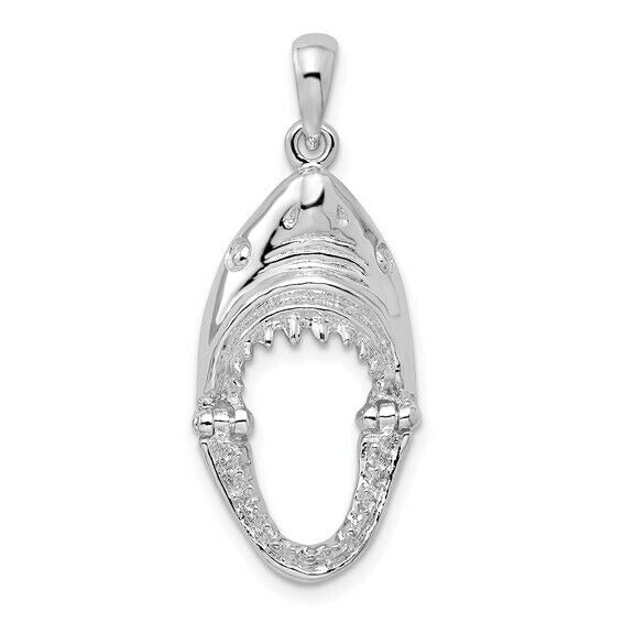 Sterling Silver Polished Moveable Shark Head Pendant 925
