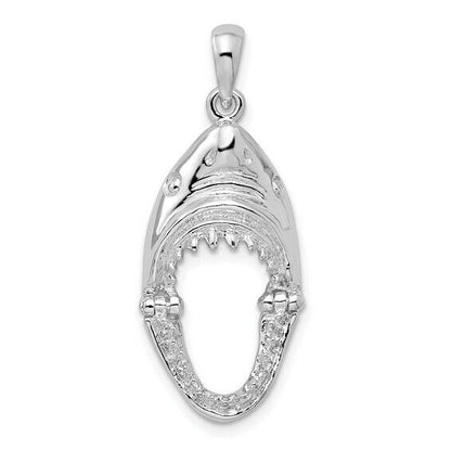 Sterling Silver Polished Moveable Shark Head Pendant 925