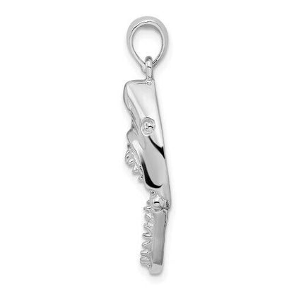 Sterling Silver Polished Moveable Shark Head Pendant 925