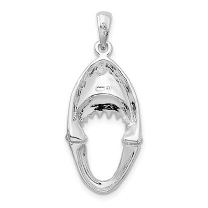 Sterling Silver Polished Moveable Shark Head Pendant 925