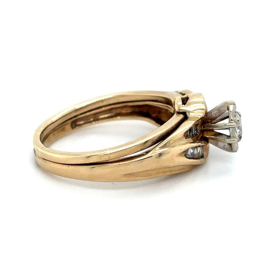 10k Yellow Gold 1/4ctw Diamond Solitaire Ring & Band 3.5g Size 5
