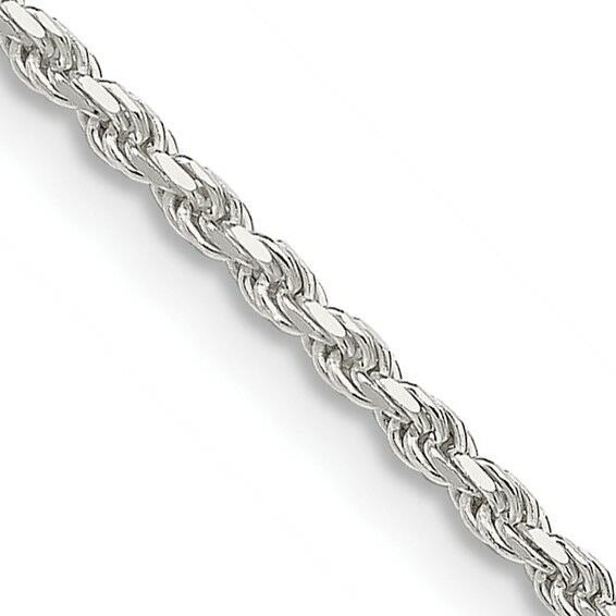 Sterling Silver 1.85mm Diamond-Cut Rope Chain Necklace 20 Inch 925