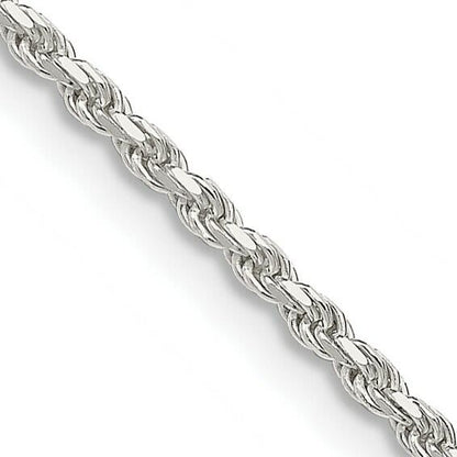 Sterling Silver 1.85mm Diamond-Cut Rope Chain Necklace 20 Inch 925