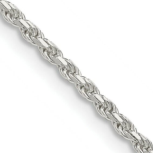 Sterling Silver 1.85mm Diamond-Cut Rope Chain Necklace 20 Inch 925