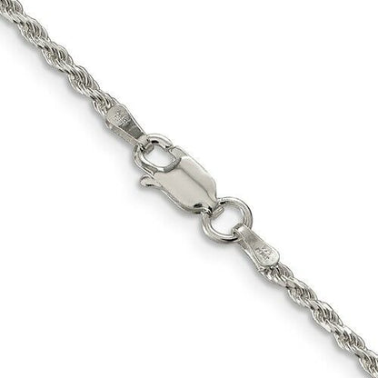 Sterling Silver 1.85mm Diamond-Cut Rope Chain Necklace 20 Inch 925