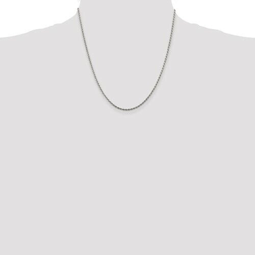 Sterling Silver 1.85mm Diamond-Cut Rope Chain Necklace 20 Inch 925