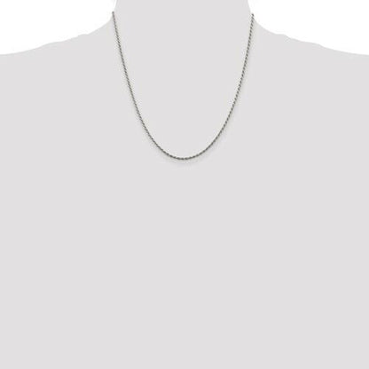 Sterling Silver 1.85mm Diamond-Cut Rope Chain Necklace 20 Inch 925
