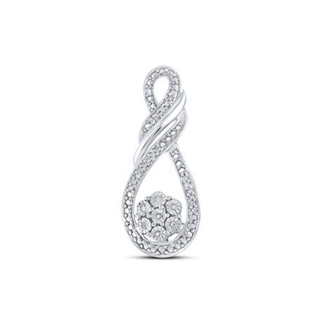Sterling Silver Round Diamond Fashion Pendant 1/20 ctw Infinity Twist Design