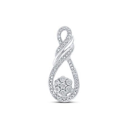 Sterling Silver Round Diamond Fashion Pendant 1/20 ctw Infinity Twist Design