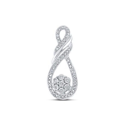 Sterling Silver Round Diamond Fashion Pendant 1/20 ctw Infinity Twist Design