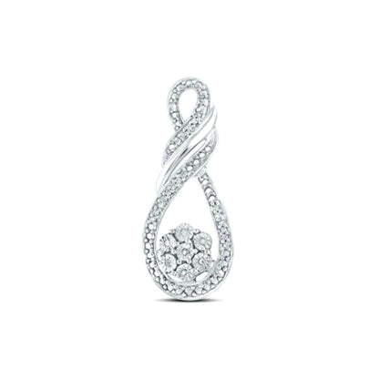 Sterling Silver Round Diamond Fashion Pendant 1/20 ctw Infinity Twist Design