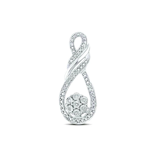 Sterling Silver Round Diamond Fashion Pendant 1/20 ctw Infinity Twist Design