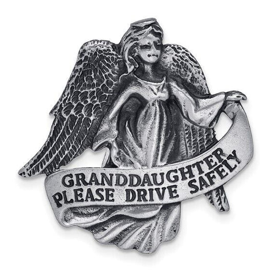 Pewter Finish GRANDDAUGHTER PLEASE DRIVE SAFELY Guardian Angel Visor Clip