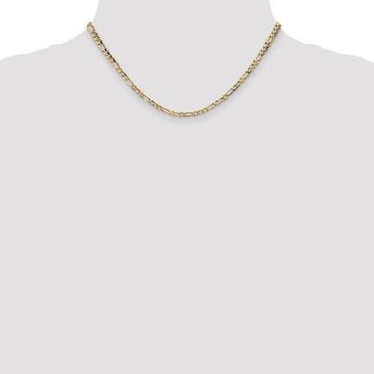 3.5mm Semi-Solid Figaro Lobster Clasp 16 inch Chain 14K Gold