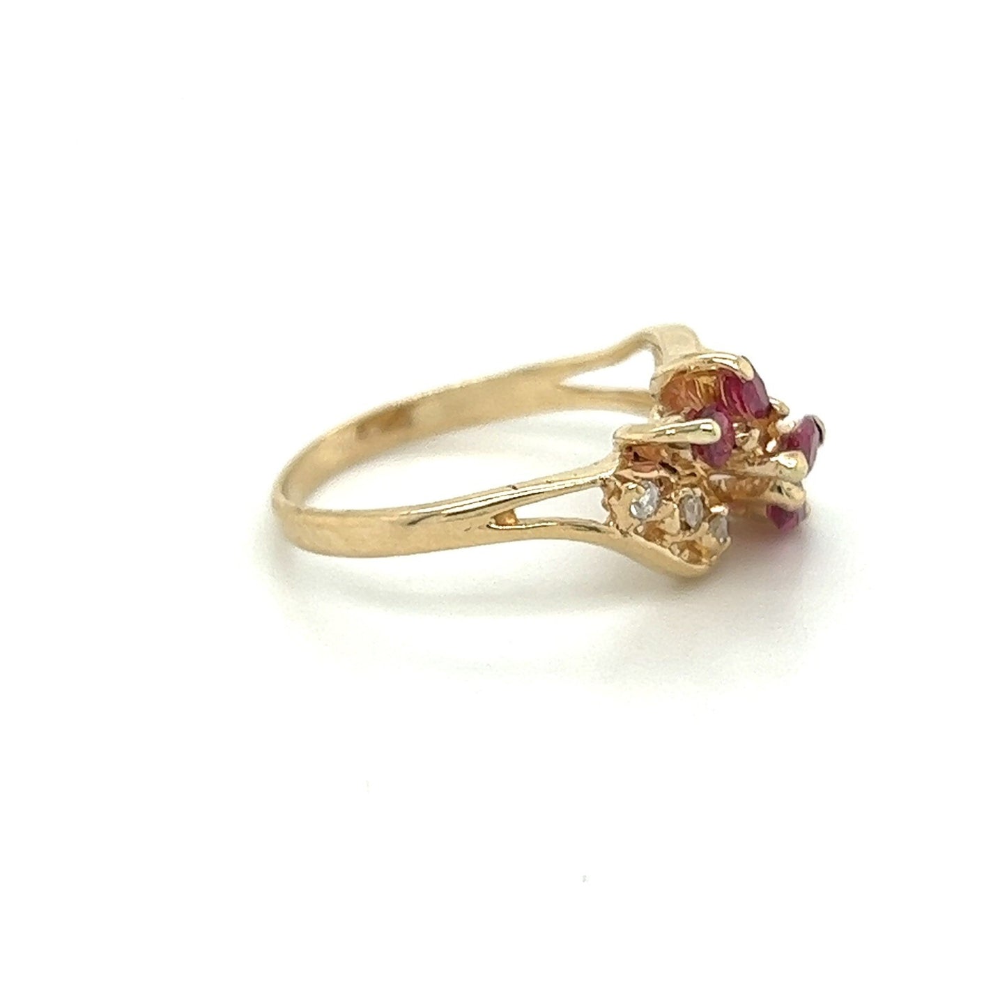 14K Yellow GOLD 1/2 ct Ruby & 1/10 ct Diamond Ring 2.5g Size 4.5