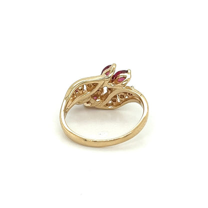 14K Yellow GOLD 1/2 ct Ruby & 1/10 ct Diamond Ring 2.5g Size 4.5