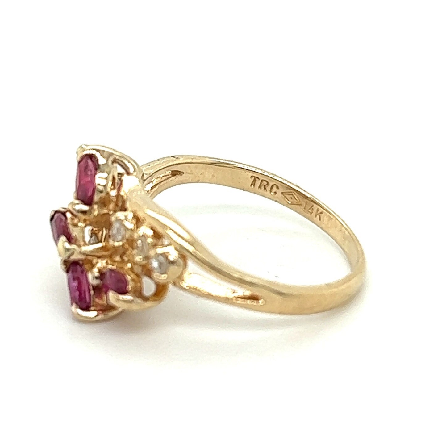 14K Yellow GOLD 1/2 ct Ruby & 1/10 ct Diamond Ring 2.5g Size 4.5