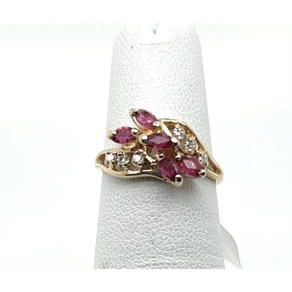14K Yellow GOLD 1/2 ct Ruby & 1/10 ct Diamond Ring 2.5g Size 4.5