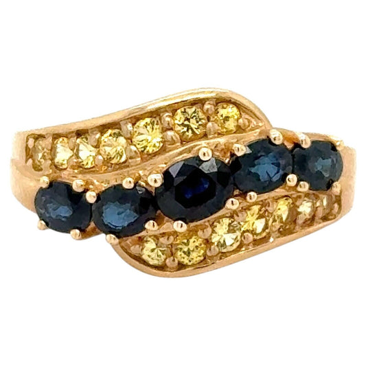 Sapphire and Yellow Topaz 14k Yellow Gold Band Ring 4.8g Size 7.25