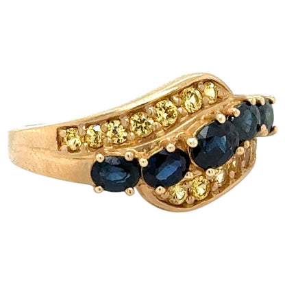 Sapphire and Yellow Topaz 14k Yellow Gold Band Ring 4.8g Size 7.25