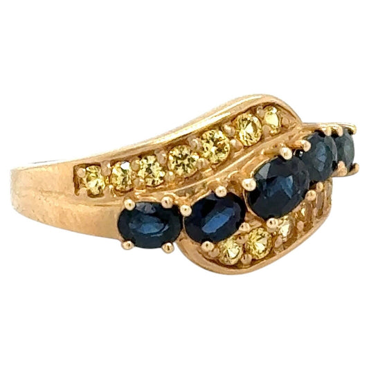 Sapphire and Yellow Topaz 14k Yellow Gold Band Ring 4.8g Size 7.25