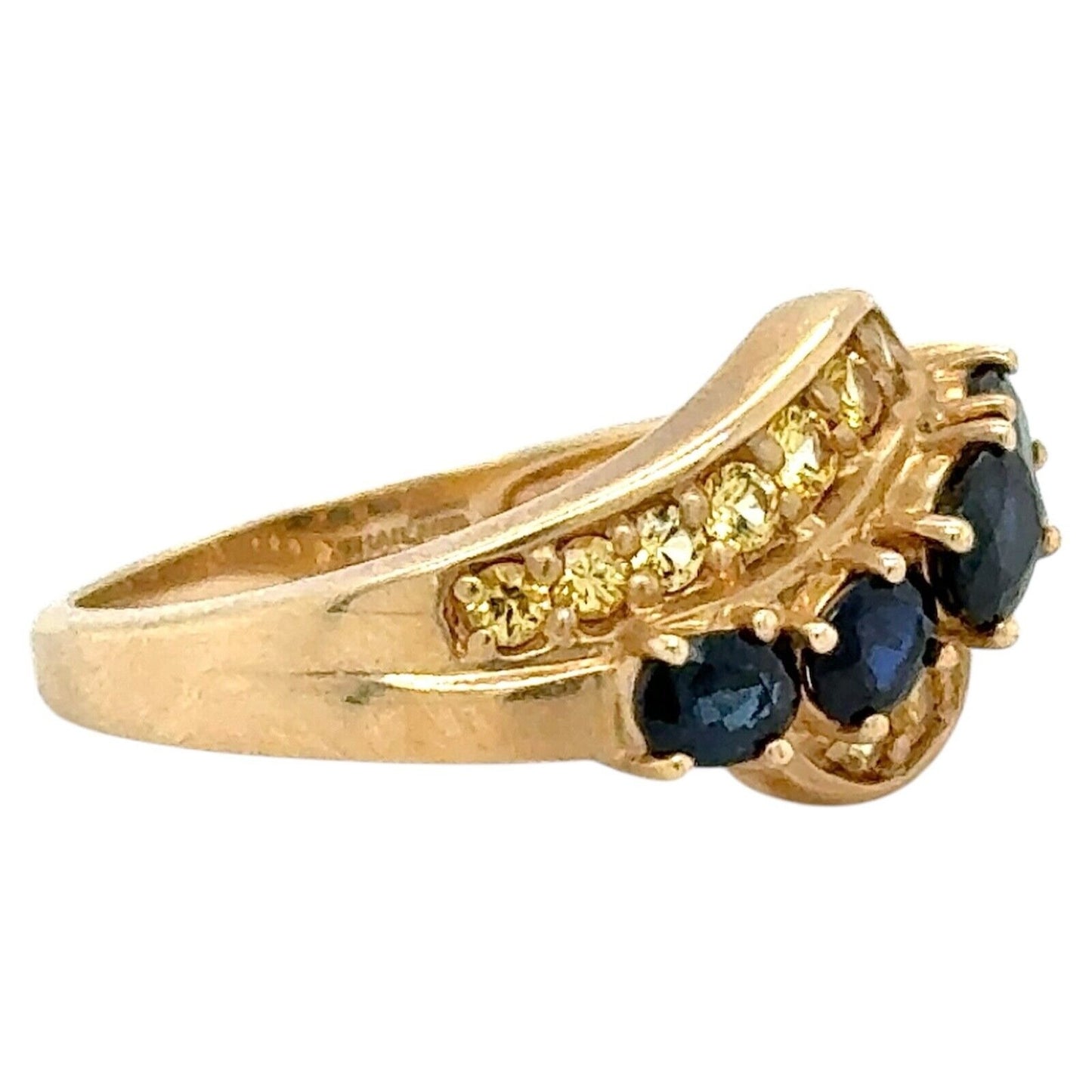 Sapphire and Yellow Topaz 14k Yellow Gold Band Ring 4.8g Size 7.25