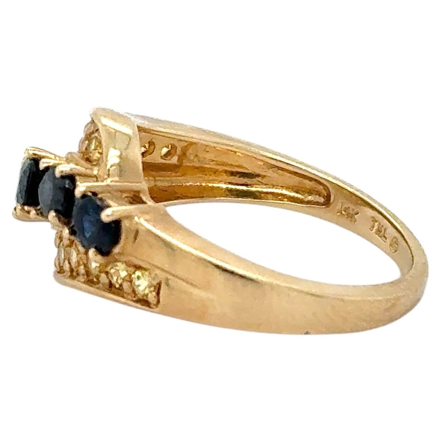 Sapphire and Yellow Topaz 14k Yellow Gold Band Ring 4.8g Size 7.25