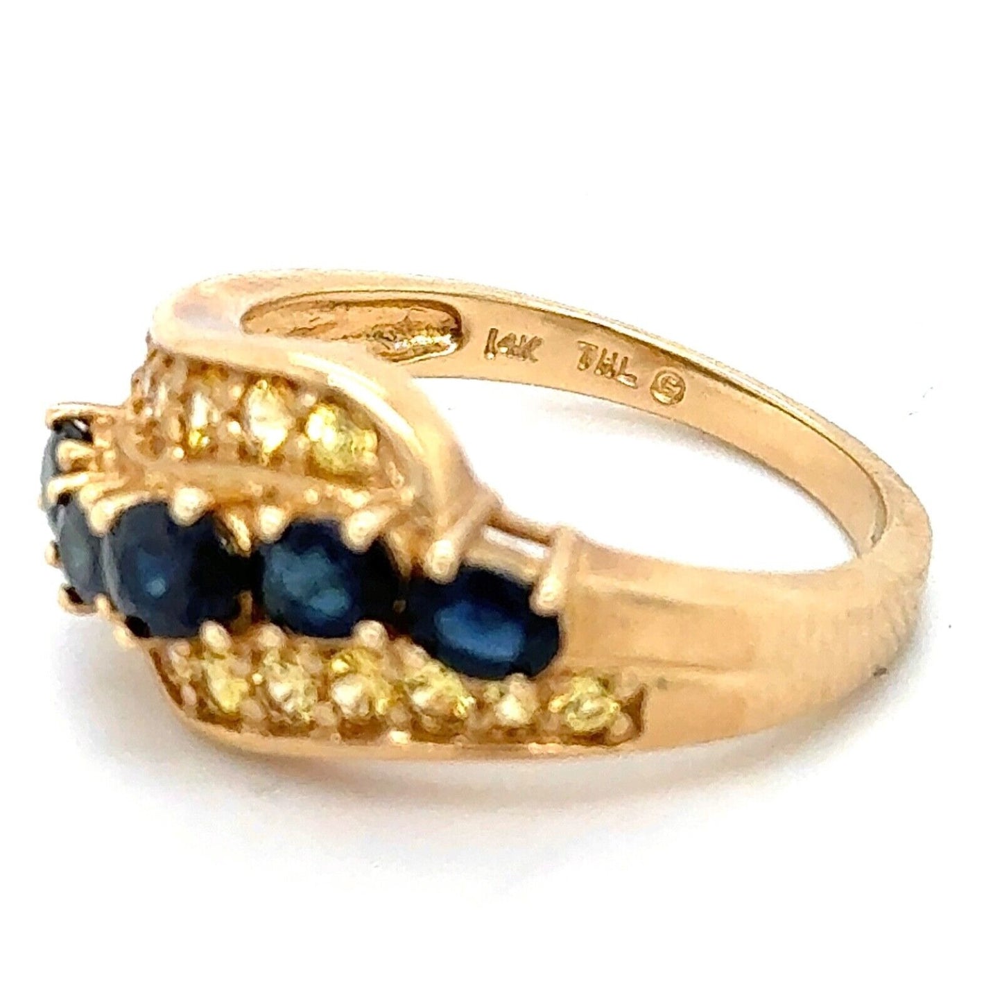 Sapphire and Yellow Topaz 14k Yellow Gold Band Ring 4.8g Size 7.25