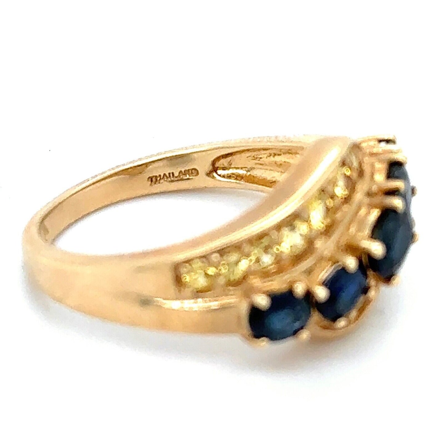 Sapphire and Yellow Topaz 14k Yellow Gold Band Ring 4.8g Size 7.25