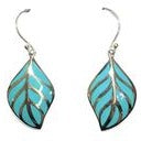 Sterling Silver Green Turquoise color Leaf Earrings