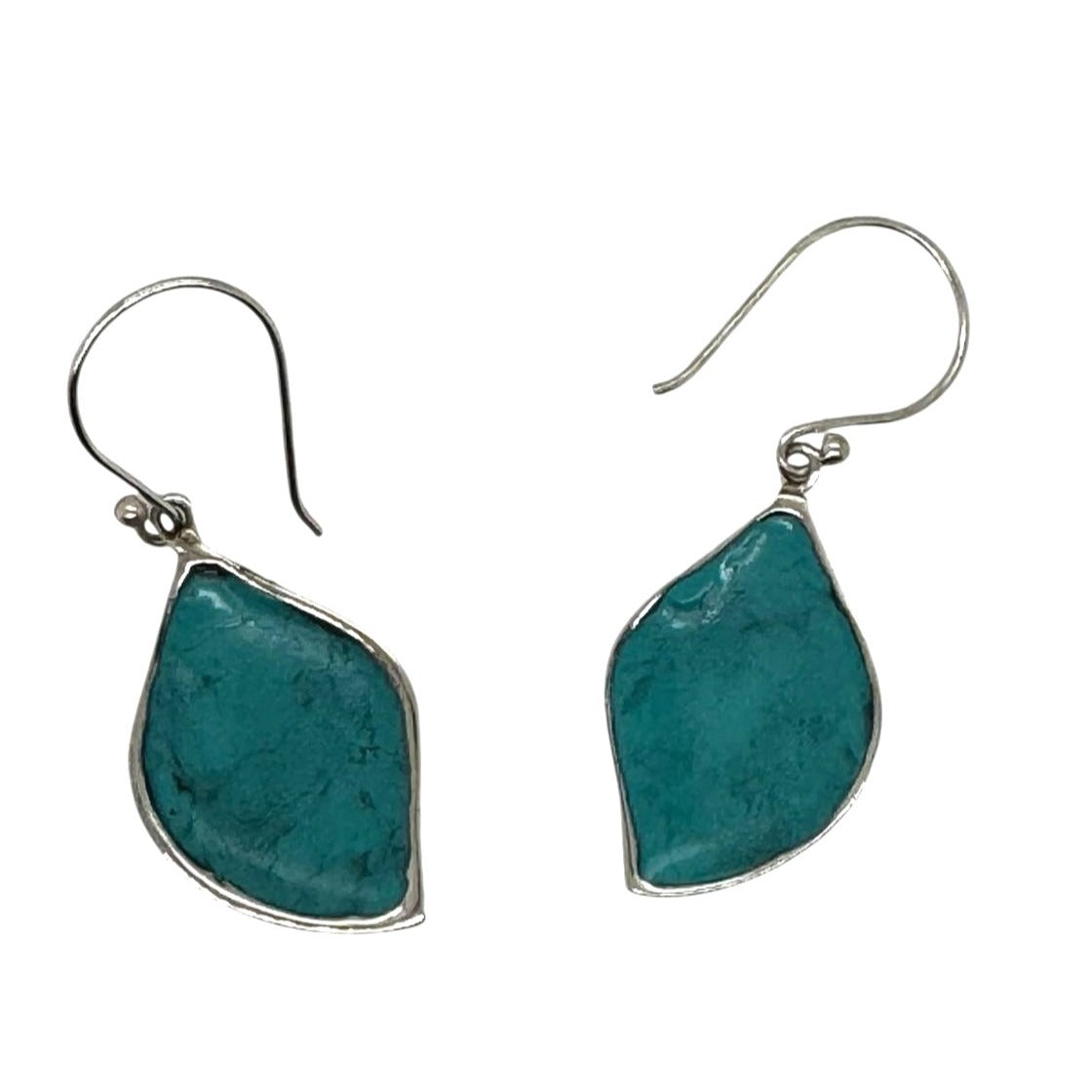Sterling Silver Green Turquoise color Leaf Earrings