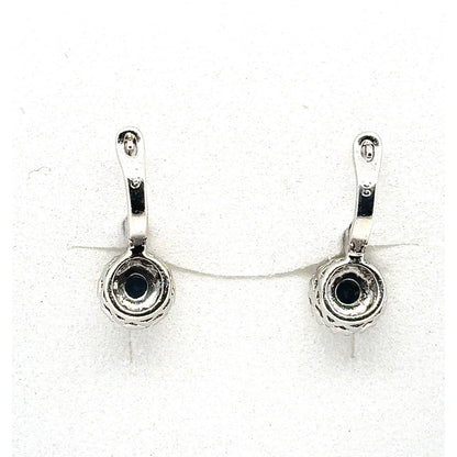 14K White Gold Sapphire & Diamond Dangle Earrings 3g