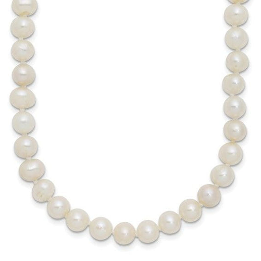 Sterling Silver 18" Womens Freshwater Cultured Pearl Necklace With Pearl Clasp