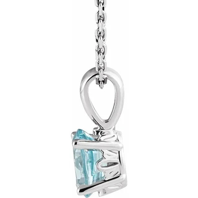 December Birthstone Natural Blue Zircon 16-18" Necklace .925 Sterling Silver