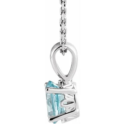 December Birthstone Natural Blue Zircon 16-18" Necklace .925 Sterling Silver