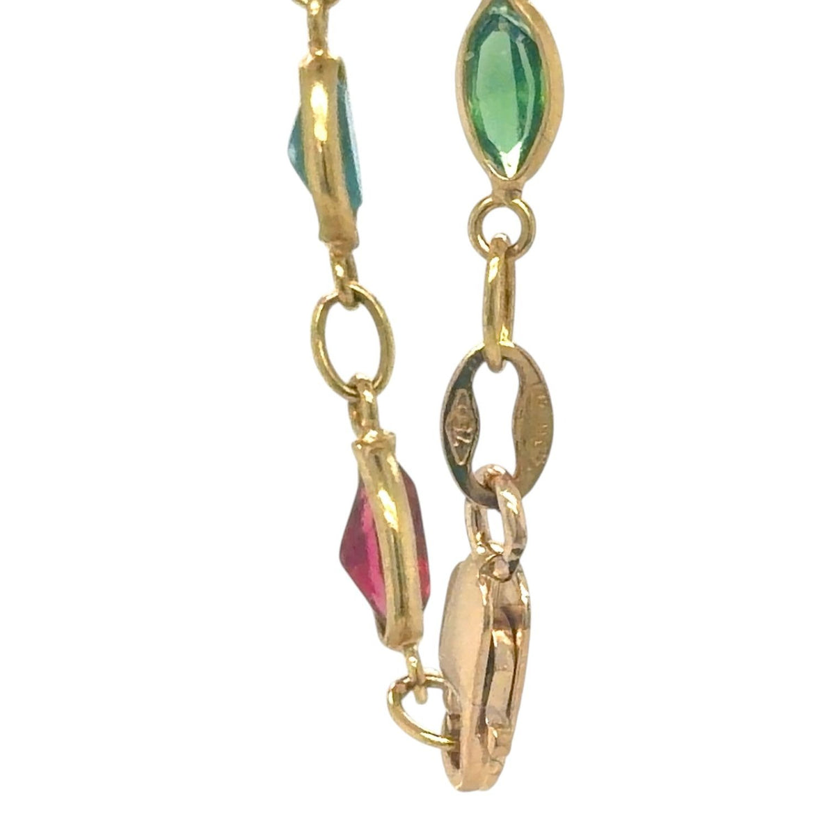 18k Yellow Gold Multicolor Stones Necklace 16" 5.6g