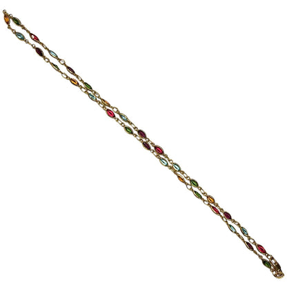 18k Yellow Gold Multicolor Stones Necklace 16" 5.6g