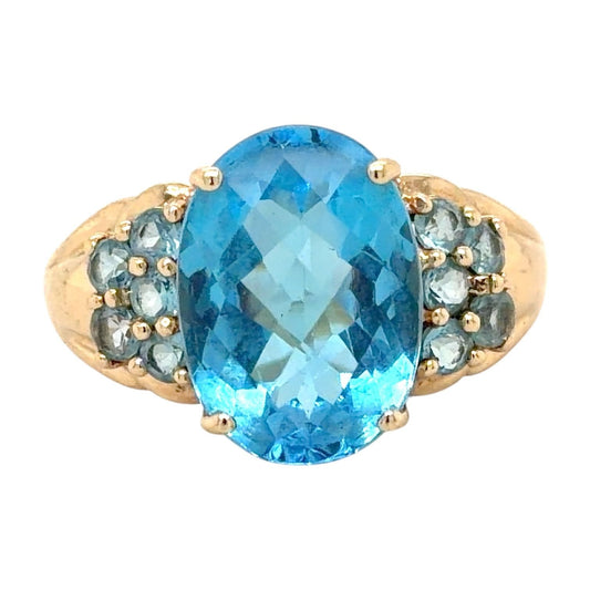 Blue Topaz 10k Yellow Gold Ring 4.9g Size 9.75