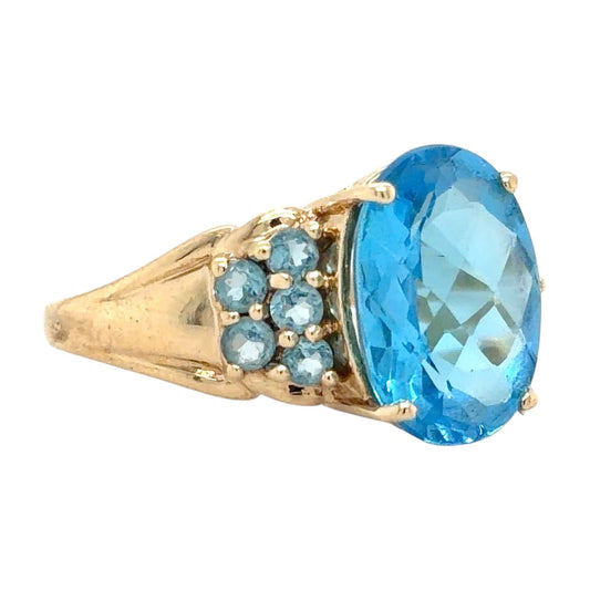 Blue Topaz 10k Yellow Gold Ring 4.9g Size 9.75