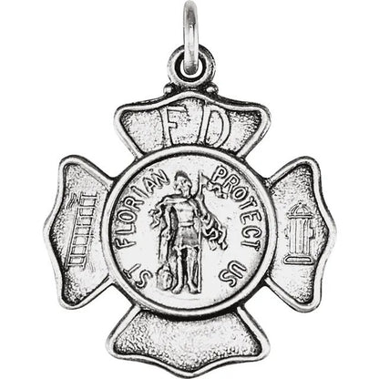 Sterling Silver St. Florian Fireman Medal Necklace Pendant