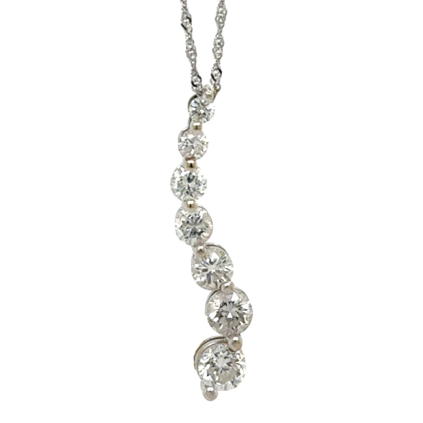 1ctw Diamond Journey 14k White Gold Pendant with 10k Gold 18" Necklace 2.0g
