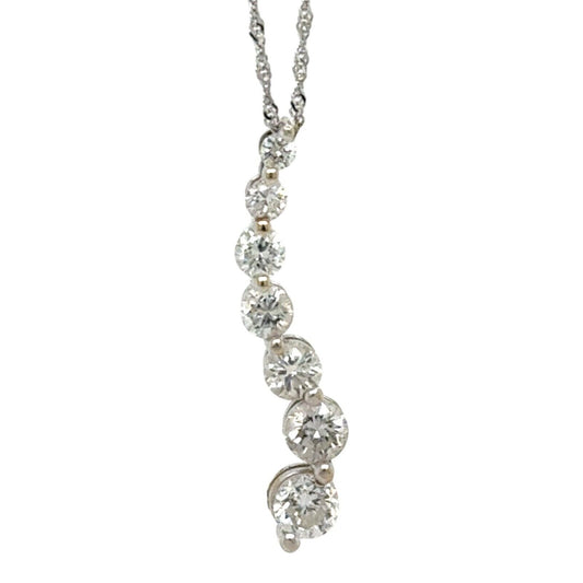 1ctw Diamond Journey 14k White Gold Pendant with 10k Gold 18" Necklace 2.0g