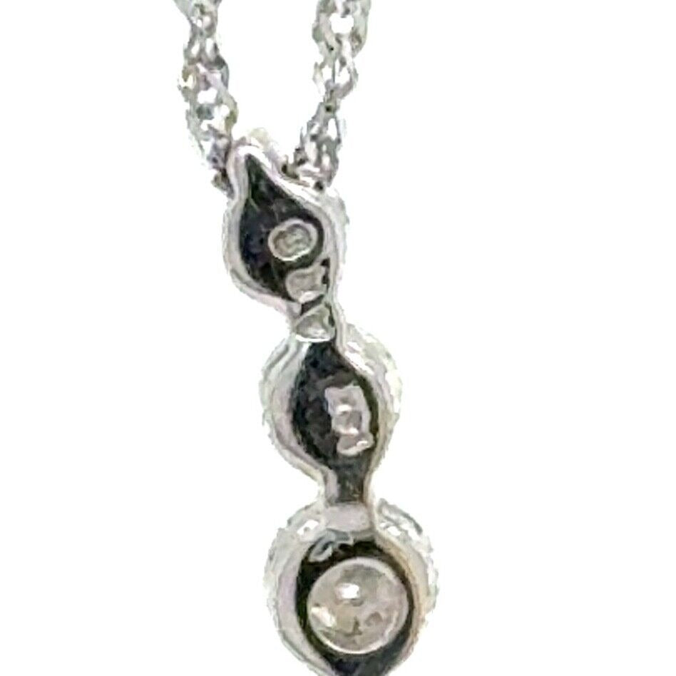 1ctw Diamond Journey 14k White Gold Pendant with 10k Gold 18" Necklace 2.0g