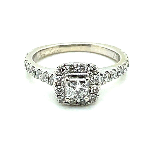 1/2ctw Diamond Engagement Princess 14K White Gold Ring 3.3g Size 4.75