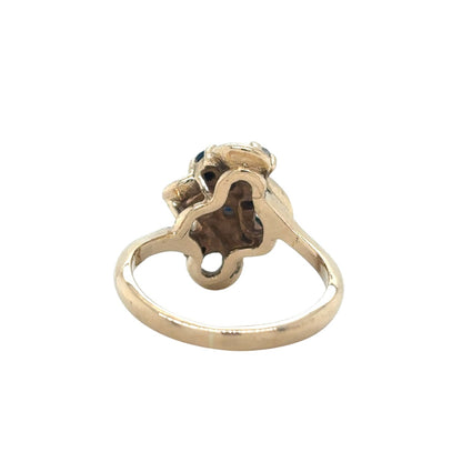 14k Yellow Gold Sapphire with Diamond Accents Size 4 Ring 3.7g