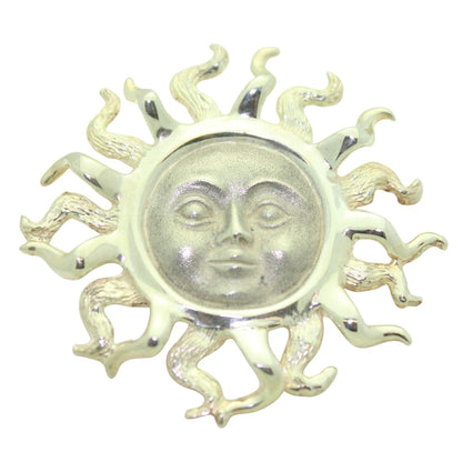 Sterling Silver Sun Face Pendant/Pin 2 1/8" Diameter Solid .925 Silver 22.8g