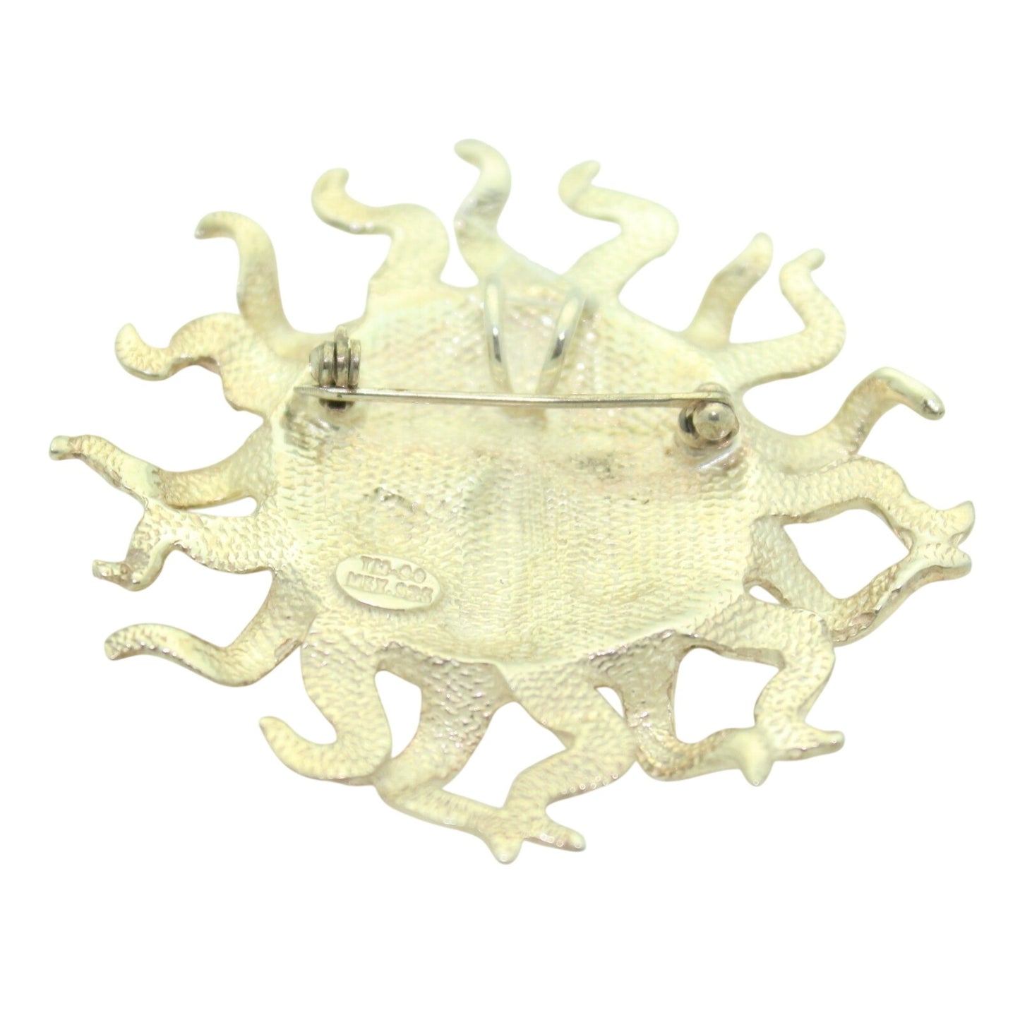 Sterling Silver Sun Face Pendant/Pin 2 1/8" Diameter Solid .925 Silver 22.8g