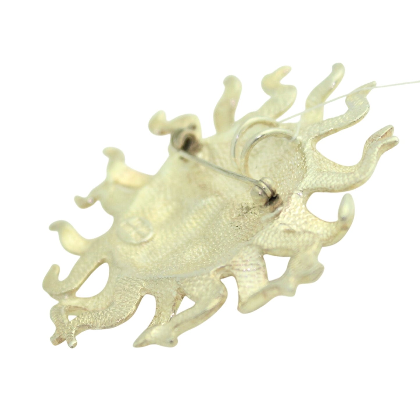 Sterling Silver Sun Face Pendant/Pin 2 1/8" Diameter Solid .925 Silver 22.8g