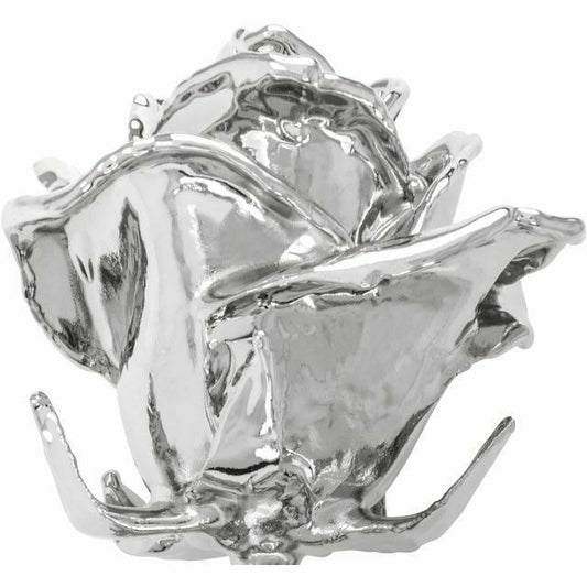 Real Semi Opened Lacquered Platinum Hand-Plated Rose