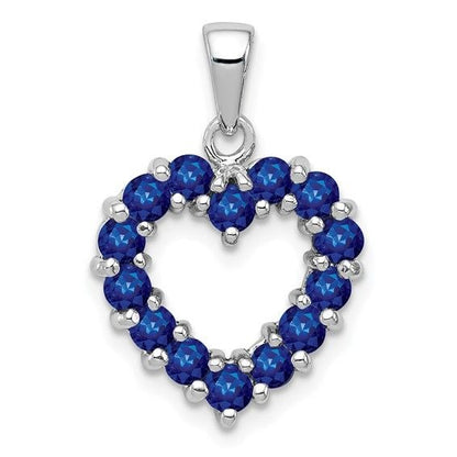 Sterling Silver Sapphire Heart Pendant